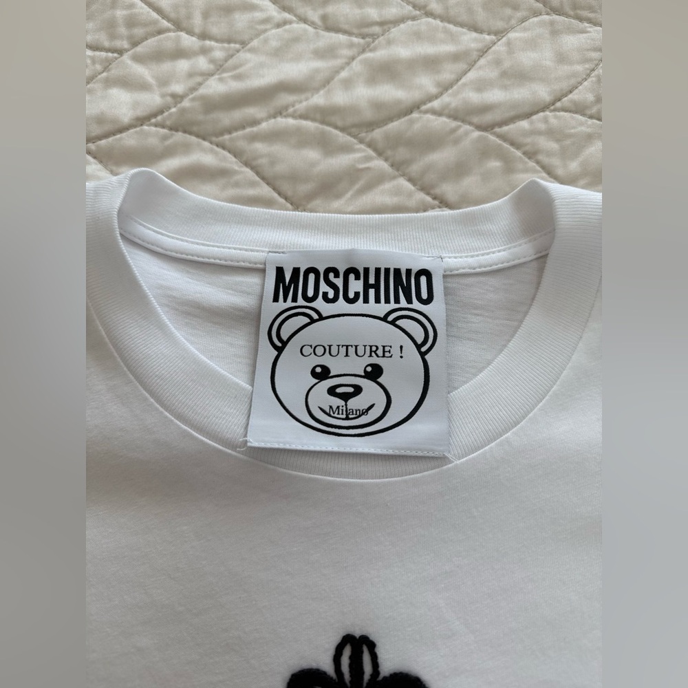 ✨ Moschino Couture Embroidered Teddy Bear T-Shirt | Made in Portugal Size S NWT - Picture 4 of 8